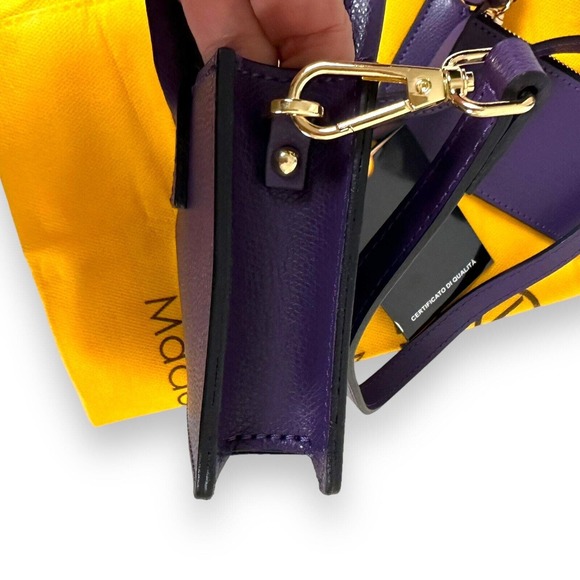 NWT Valentino Crossbody Bag Poppy Bonbonniere Micro Grained Purple Leather Purse - Picture 11 of 16